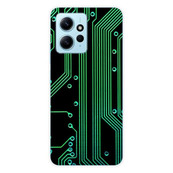 Tryckt silikonfodral som är kompatibelt med Xiaomi Redmi Note 12 4G Geek-kretsstruktur
