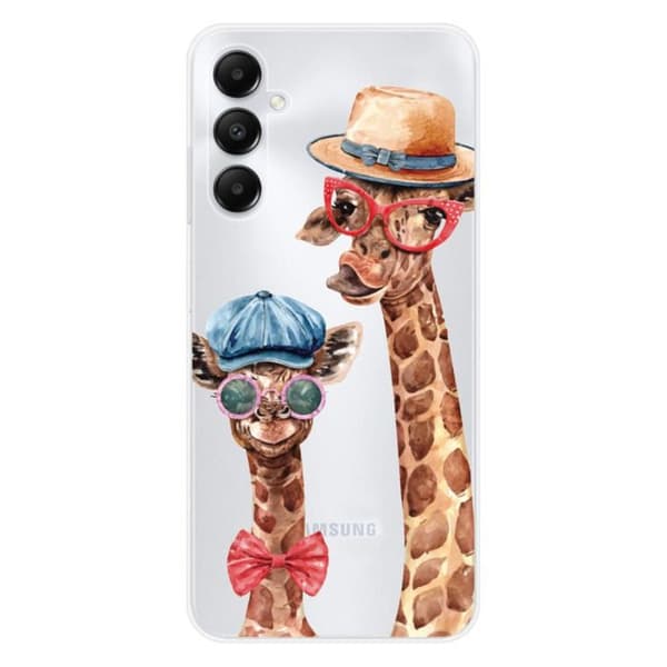 Tryckt silikonfodral som är kompatibelt med Samsung Galaxy A05S Funny Giraffe