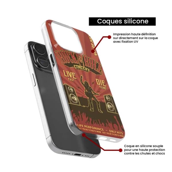 Siliconefodral tryckt - 1001 fodral - Xiaomi Redmi Note 13 4G - Rock-and-roll-mönster - Optimal skydd