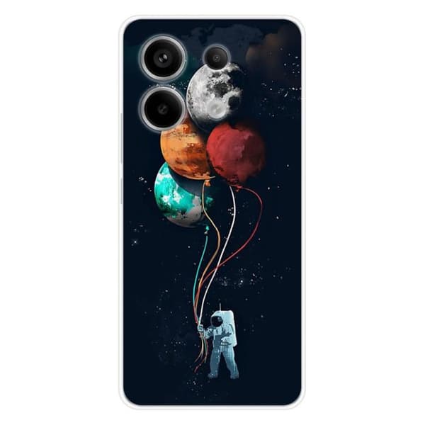 Tryckt silikonfodral kompatibelt med Xiaomi Redmi Note 13 Pro 5G Balloon Cosmonaut