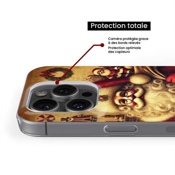 Tryckt silikonfodral kompatibelt med Apple iPhone 13 Pro NO Santa Claus Vintage