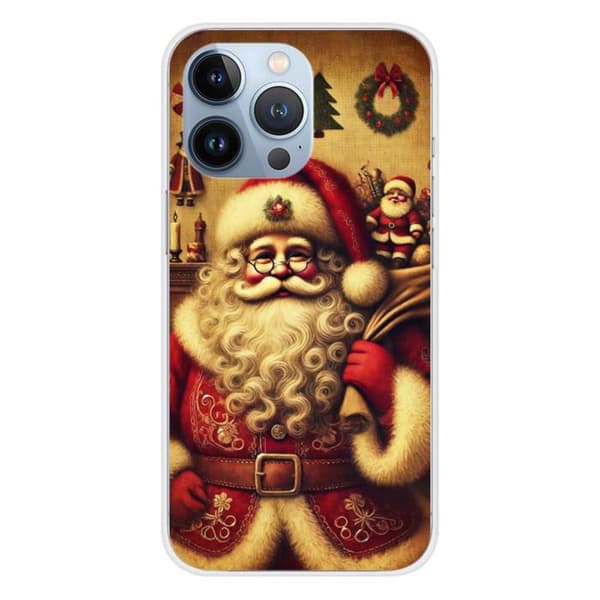 Tryckt silikonfodral kompatibelt med Apple iPhone 13 Pro NO Santa Claus Vintage