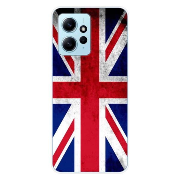 Tryckt silikonfodral som är kompatibelt med Xiaomi Redmi Note 12 4G Englands flagga