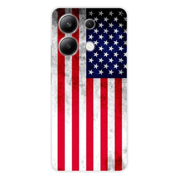 Tryckt silikonfodral som är kompatibelt med Xiaomi Redmi Note 13 4G USA-flagga