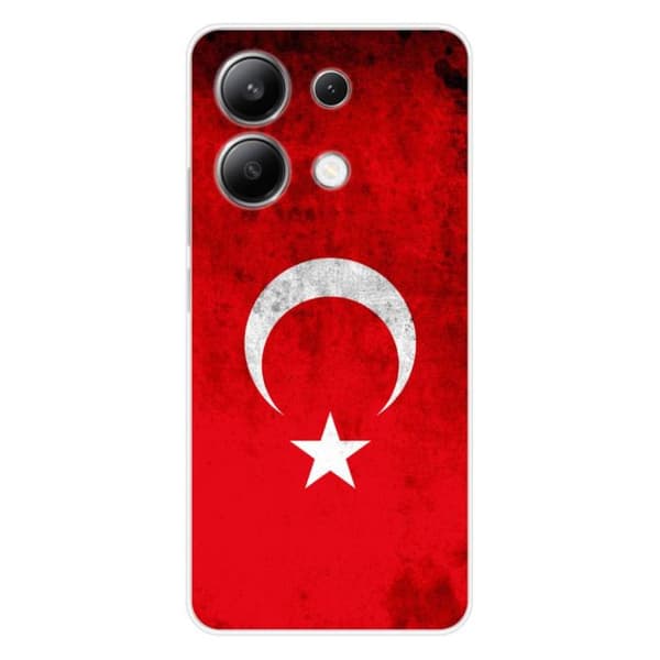 Tryckt silikonfodral som är kompatibelt med Xiaomi Redmi Note 13 4G Türkiye flagga