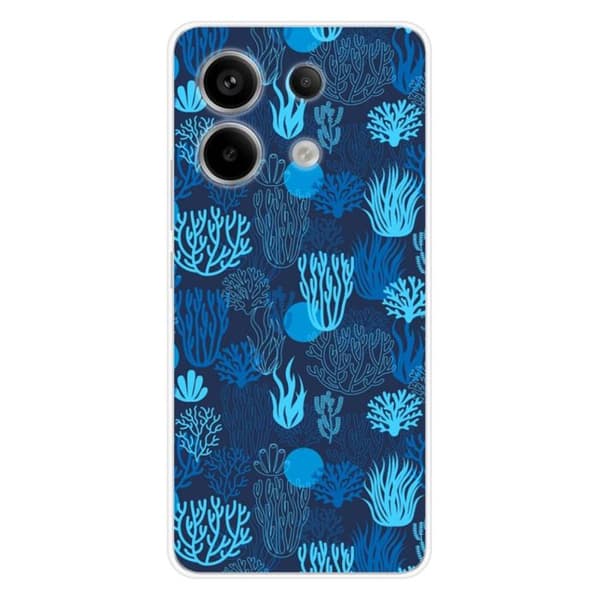 Tryckt silikonfodral kompatibelt med Xiaomi Redmi Note 13 Pro 5G Coral Blue