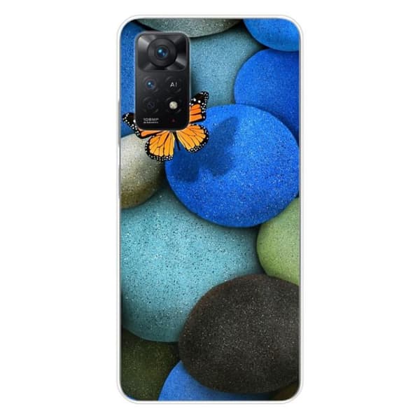 Tryckt silikonfodral kompatibelt med Xiaomi Redmi Note 11 Pro Plus 5G Blue Pebble Butterfly