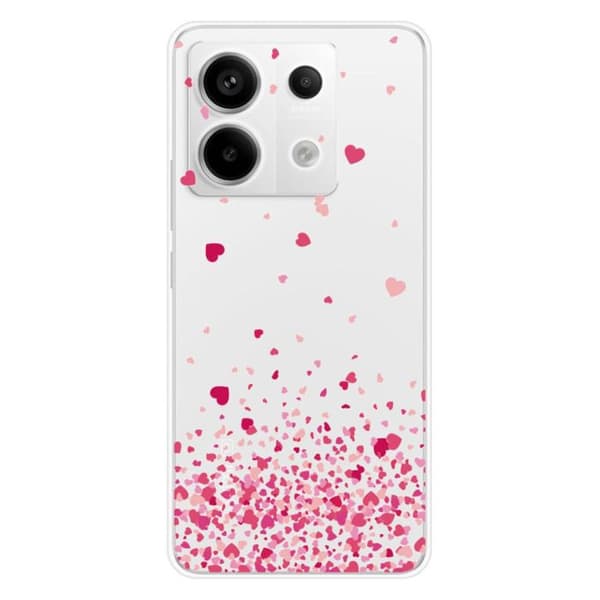Tryckt silikonfodral kompatibelt med Xiaomi Redmi Note 13 Pro 5G Pink Heart Confetti