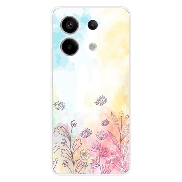 Tryckt silikonfodral kompatibelt med Xiaomi Redmi Note 13 Pro 5G akvarellblommor