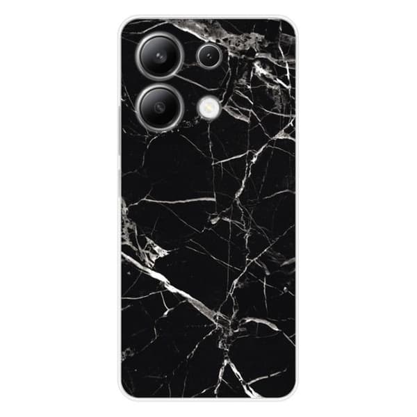Tryckt silikonfodral som är kompatibelt med Xiaomi Redmi Note 13 4G Black Marble