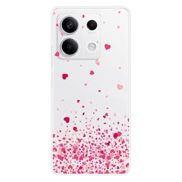 Tryckt silikonfodral som är kompatibelt med Xiaomi Redmi Note 13 5G Pink Heart Confetti
