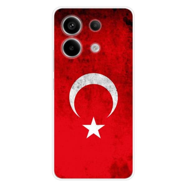 Tryckt silikonfodral kompatibelt med Xiaomi Redmi Note 13 Pro 5G Türkiye flagga