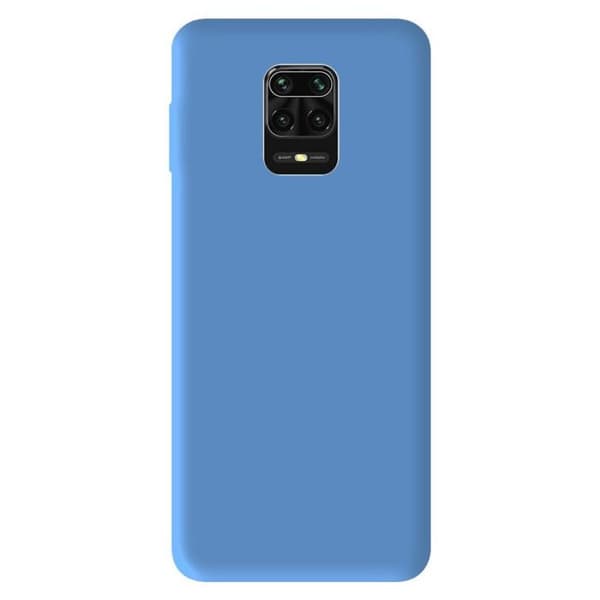 Vanligt mattblått silikonfodral som är kompatibelt med Xiaomi Redmi Note 9 Pro