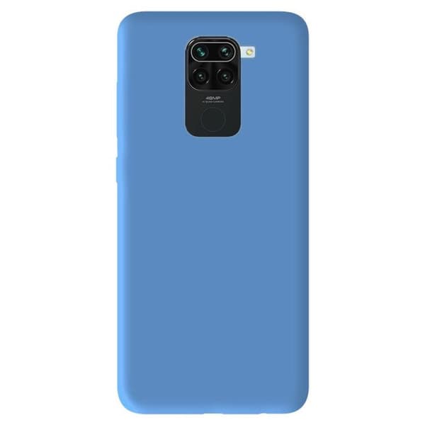 Vanligt mattblått silikonfodral som är kompatibelt med Xiaomi Redmi Note 9