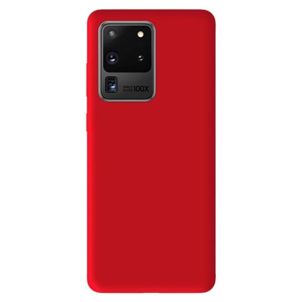 Vanligt mattrött silikonfodral som är kompatibelt med Samsung Galaxy S20 Ultra