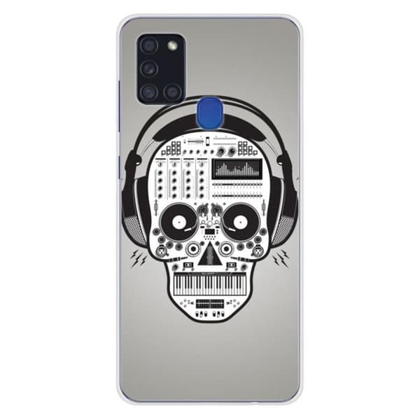 Silicontäckning med tryck - 1001 fodral - Samsung Galaxy A21S - Skull Music - Flerfärgad - Halvstyv