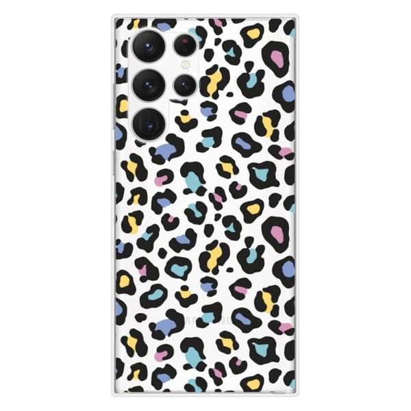 Tryckt silikonfodral som är kompatibelt med Samsung Galaxy S23 Ultra färgglad leopard