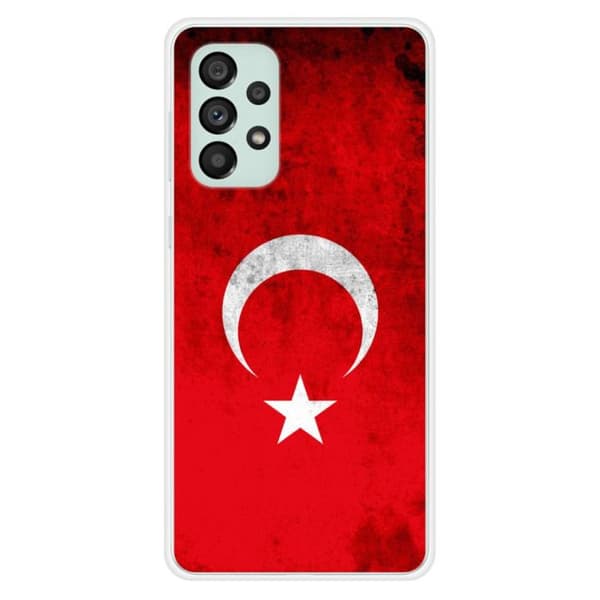 Tryckt silikonfodral som är kompatibelt med Samsung Galaxy A73 5G Türkiye flagga
