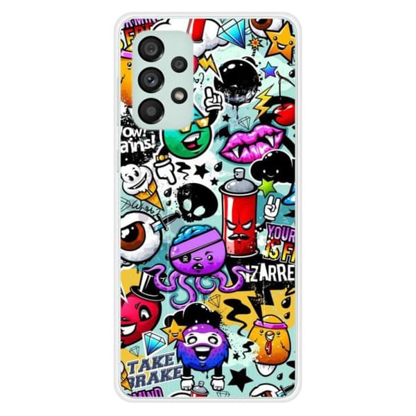 Tryckt silikonfodral som är kompatibelt med Samsung Galaxy A73 5G Graffiti 2