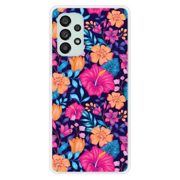 Tryckt silikonfodral som är kompatibelt med Samsung Galaxy A73 5G Exotic Flowers