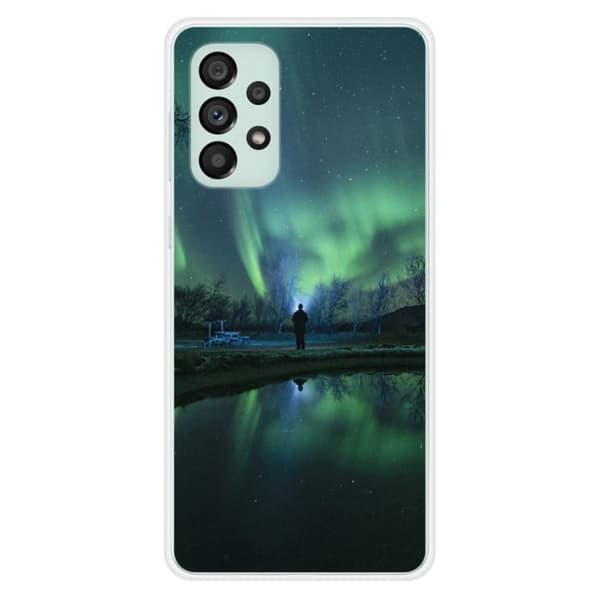 Tryckt silikonfodral som är kompatibelt med Samsung Galaxy A73 5G Northern Lights