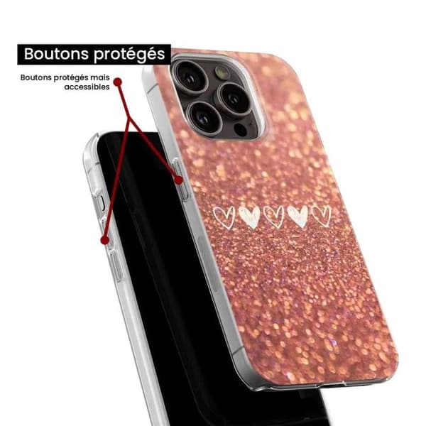 Siliconfodral med tryck - 1001 fodral - Xiaomi Mi 11 - Glittrande hjärtan - Semi-stivt - Transparent