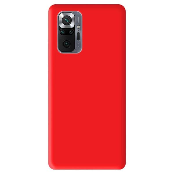 Vanligt mattrött silikonfodral som är kompatibelt med Xiaomi Redmi Note 10 Pro