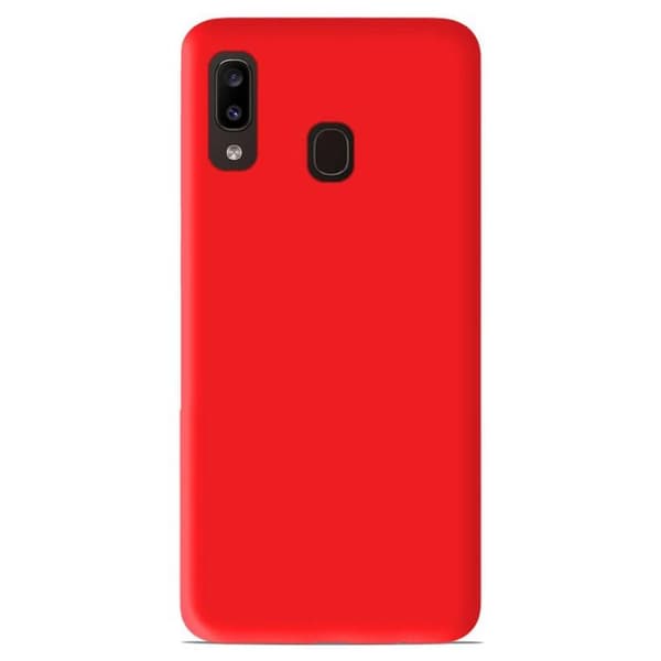 Vanligt mattrött silikonfodral som är kompatibelt med Samsung Galaxy A20 Galaxy A30