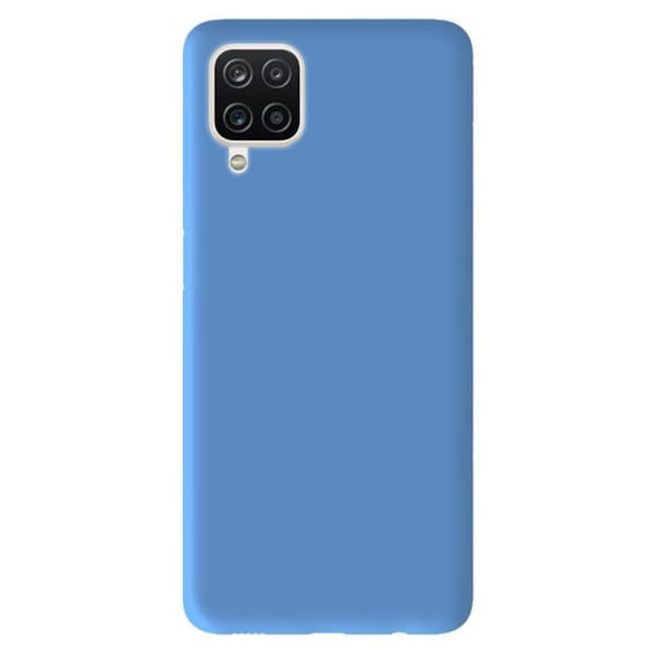 Vanligt mattblått silikonfodral som är kompatibelt med Samsung Galaxy A12 5G
