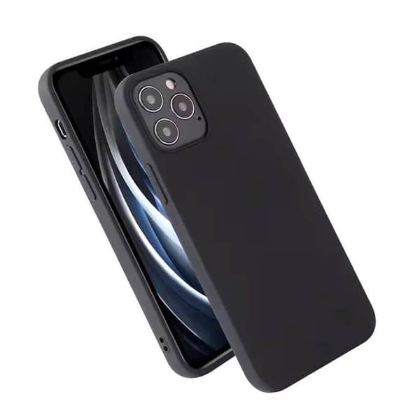 Vanligt mattsvart silikonfodral som är kompatibelt med Huawei P40 Lite 5G