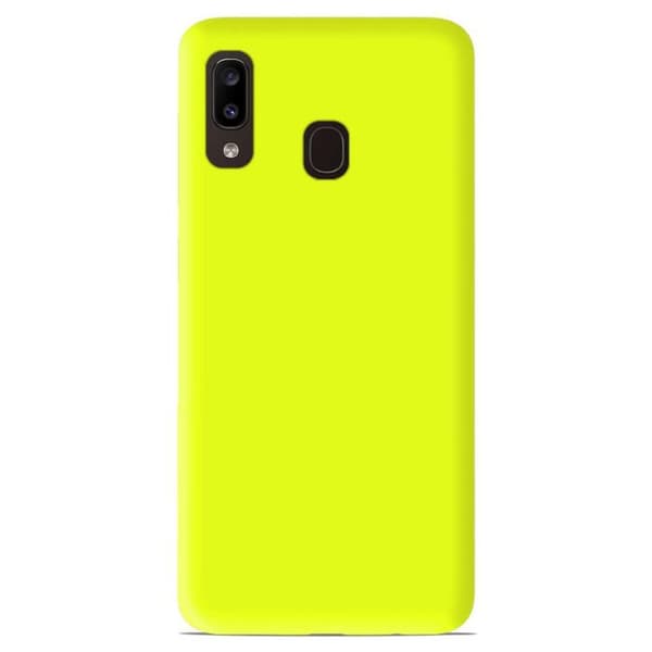 Siliconfodral - Samsung - Galaxy A20 A30 - Matt Fluo Gul - Stötsäker - Fri tillgång till funktioner