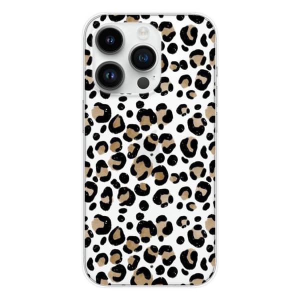 Tryckt silikonfodral som är kompatibelt med Apple iPhone 15 Pro Leopard