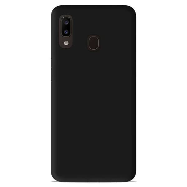 Vanligt mattsvart silikonfodral som är kompatibelt med Samsung Galaxy A20e