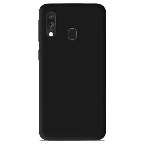 Vanligt mattsvart silikonfodral som är kompatibelt med Samsung Galaxy A40