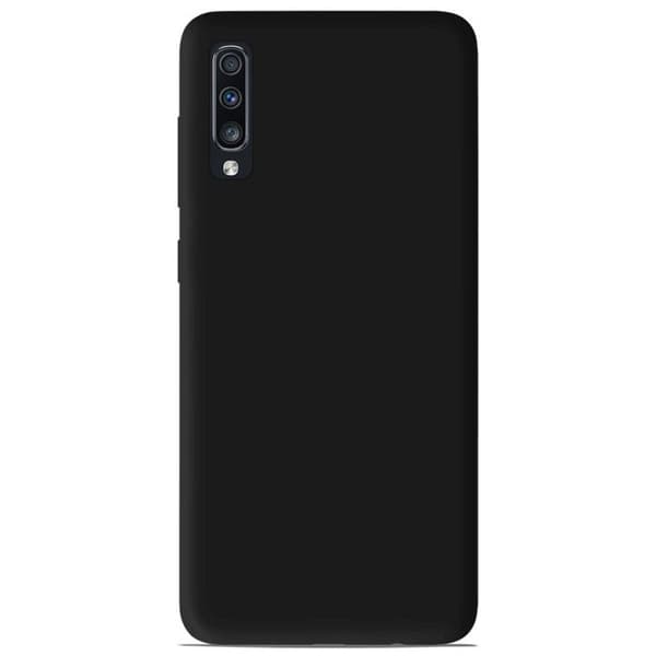Vanligt mattsvart silikonfodral som är kompatibelt med Samsung Galaxy A70