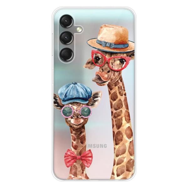 Tryckt silikonfodral som är kompatibelt med Samsung Galaxy A24 4G Funny Giraffe