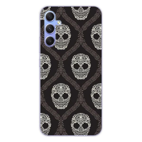 Siliconfodral tryckt - 1001 fodral - Samsung Galaxy A34 5G - Blommig dödskalle - Optimal skydd - TPU Gel