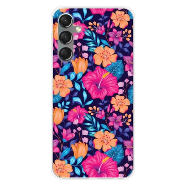 Tryckt silikonfodral som är kompatibelt med Samsung Galaxy A24 4G Exotic Flowers