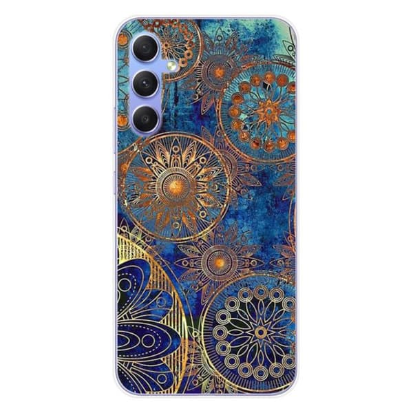 Silicone-skal med tryck - 1001 skal - Samsung Galaxy A34 5G - Blå mandala - Optimal skydd - TPU-gel