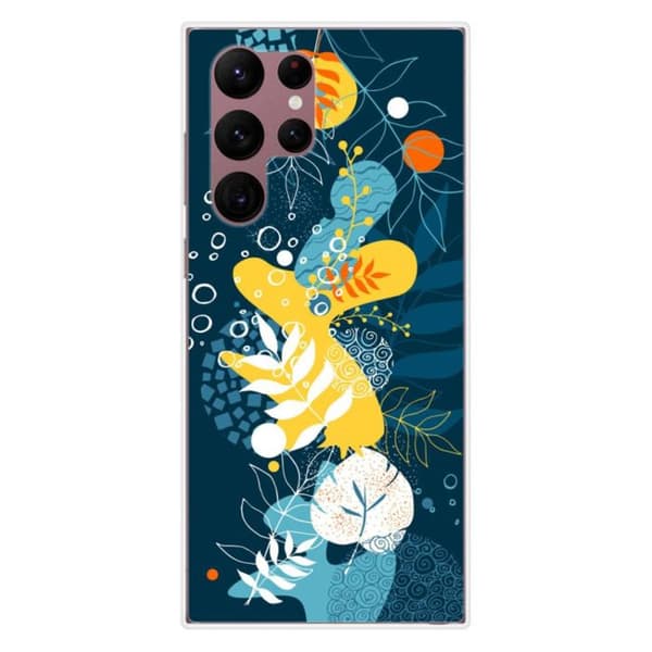 Tryckt silikonfodral som är kompatibelt med Samsung Galaxy S22 Ultra Sea-blommor