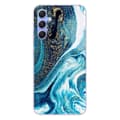 Miniatyrbild 1 av 6: Tryckt silikonfodral som är kompatibelt med Samsung Galaxy A34 5G Marble Blue Glitter