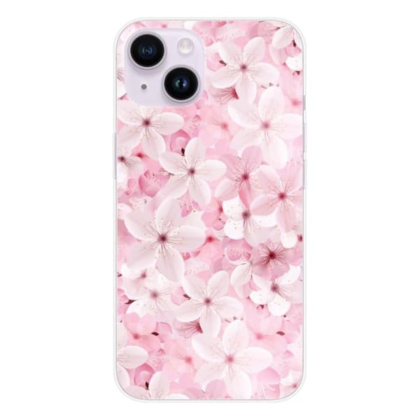 Tryckt silikonfodral som är kompatibelt med Apple iPhone 15 Sakura