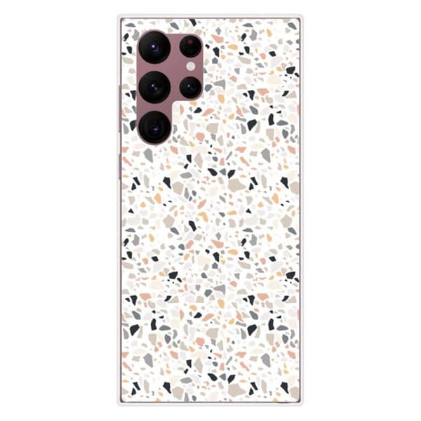 Tryckt silikonfodral som är kompatibelt med Samsung Galaxy S22 Ultra Terrazzo färg