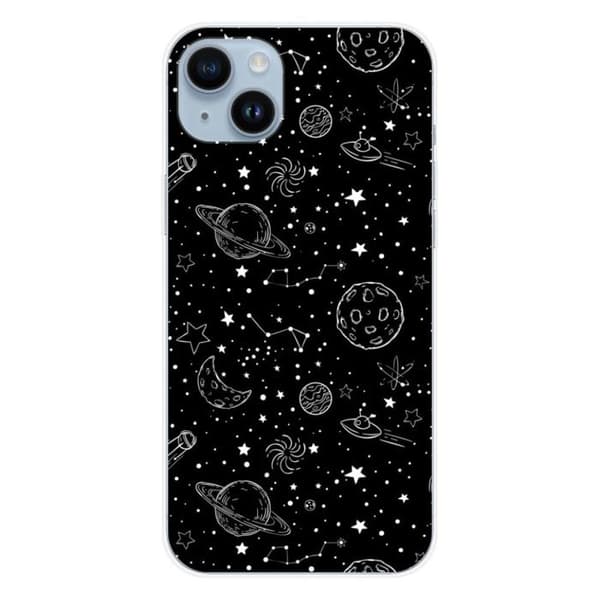 Tryckt silikonfodral som är kompatibelt med Apple iPhone 15 Plus Galaxy draw