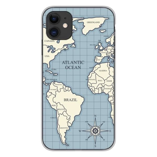 Tryckt silikonfodral som är kompatibelt med iPhone 11 Map vintage