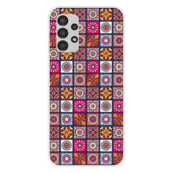 Tryckt silikonfodral som är kompatibelt med Samsung Galaxy A13 4G Patchwork Mandala