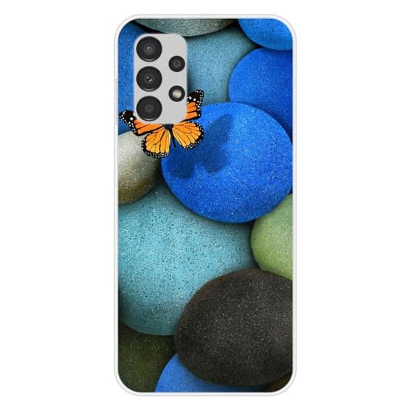Tryckt silikonfodral som är kompatibelt med Samsung Galaxy A13 4G Blue Pebble Butterfly