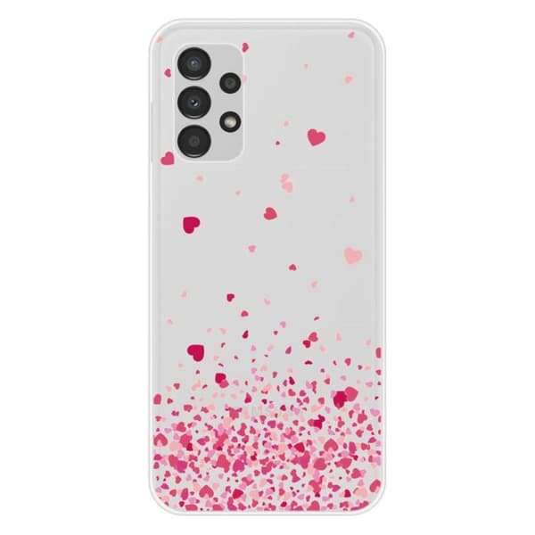 Tryckt silikonfodral som är kompatibelt med Samsung Galaxy A13 4G Pink Heart Confetti