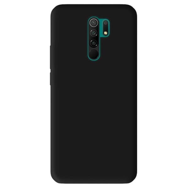 Vanligt mattsvart silikonfodral som är kompatibelt med Xiaomi Redmi 9