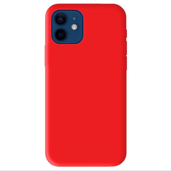 Vanligt mattrött silikonfodral som är kompatibelt med Apple iPhone 12 iPhone 12 Pro